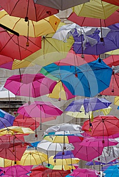 Umbrellas cover the Catania fish market