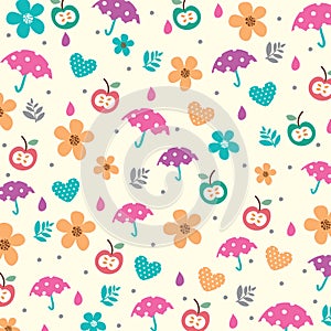 Umbrellas and flowers in spring pattern