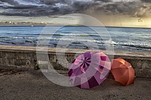 Umbrellas by the sea