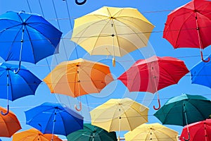 Umbrellas in the sky, coloured umbrellas, accessory