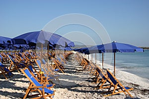 Umbrellas in a solitary beach