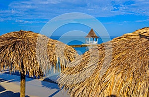 Umbrellas on Tropical Beach