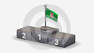 Umbria 3D waving flag illustration on winner podium.