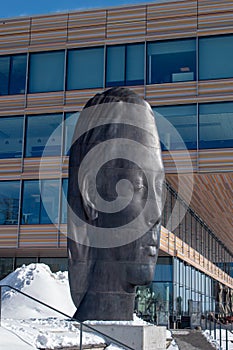 Umea, Norrland Sweden - March 26, 2023: the new artwork Julia located next to the artistic campus. photo