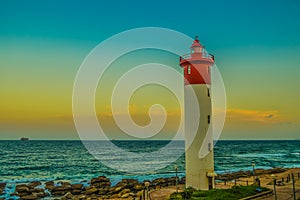 Umhlanga Lighthouse one of the world`s iconic lighthouses in Durban north KZN South Africa