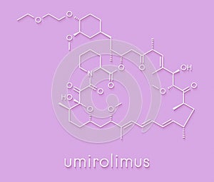 Umirolimus immunosuppressant molecule. Used in drug-eluting coronary stents. Skeletal formula.
