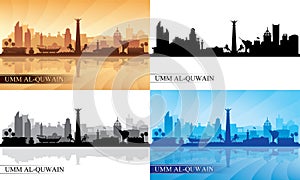 Umm al-Quwain city skyline silhouettes Set