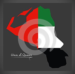 Umm al-Quwain map of the United Arab Emirates with national flag photo