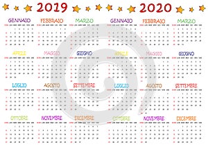 Calendario Colorato 2019-2020 Per I Bambini photo