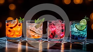 Un cocktail à base de vodka Poliakov, de liqueur d\'orange, cranberry et citron vert, électrisant et pétillant.Generative AI