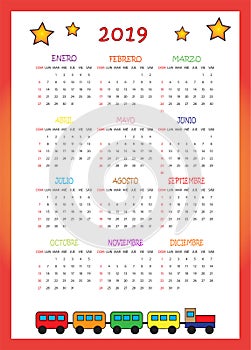 Calendario 2019 Per I Bambini 2019 photo