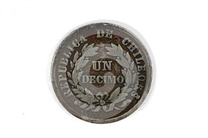Un decimo coin of Chile 1885 photo