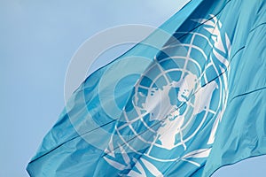 UN flag waving