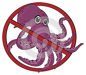 Sad octopus on ban photo