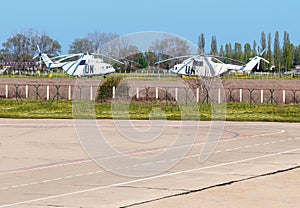 UN helicopters on the airfield photo