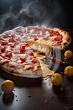 un impresionante fotografia de una porciÃ³n de pizza photo
