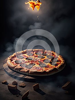 un impresionante fotografia de una porciÃ³n de pizza photo