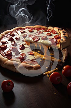 un impresionante fotografia de una porciÃ³n de pizza photo
