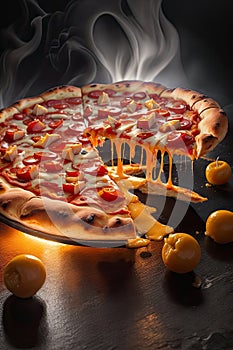 un impresionante fotografia de una porción de pizza