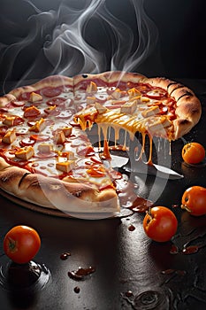 un impresionante fotografia de una porción de pizza