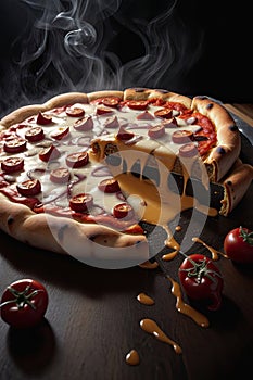 un impresionante fotografia de una porción de pizza