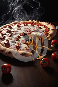 un impresionante fotografia de una porción de pizza