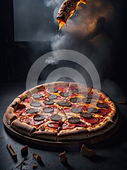 un impresionante fotografia de una porción de pizza