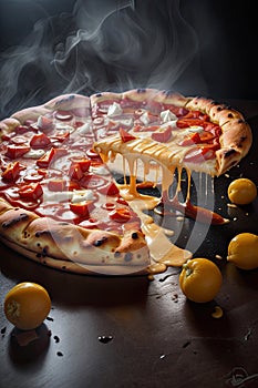 un impresionante fotografia de una porción de pizza