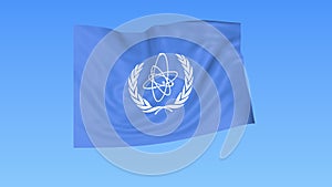 UN International Atomic Energy Agency IAEA flapping flag. Seamless looping, 4K ProRes with alpha channel
