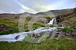 Un-named water fall in the Icelandic countryside