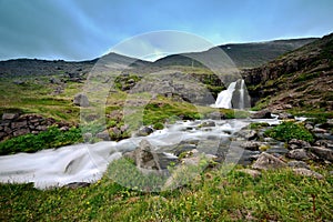 Un-named water fall in the Icelandic countryside