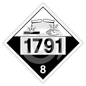 UN1791 Class 8 Hypochlorite Solution Symbol Sign, Vector Illustration, Isolate On White Background Label. EPS10