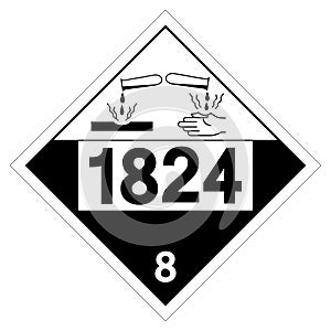 UN1824 Sodium Hydroxide Symbol Sign, Vector Illustration, Isolate On White Background Label. EPS10