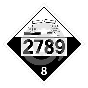 UN2789 Class 8 Acetic Acid Symbol Sign, Vector Illustration, Isolate On White Background Label. EPS10