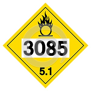 UN3085 Class 5.1 Oxidizing solid Symbol Sign, Vector Illustration, Isolate On White Background, Label .EPS10