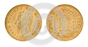 Una or 1 peseta - former Spanish money photo