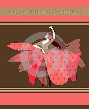 Una Noche de Flamenco translation of spanish text - ` Flamenco Night`. Beautiful dancer girl photo