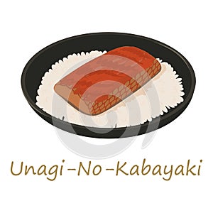 Unagi kabayaki icon, cartoon style