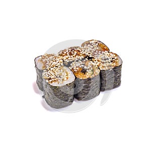 Unagi Roru rolls set on white background