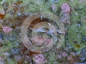 Unakite gemstone in a macro