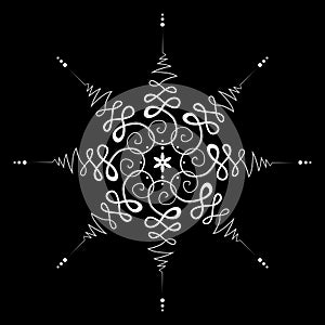 Unalome mandala symbol, flower of life. Hindu or Buddhist sign representing path to enlightenment. Yantras Tattoo icon