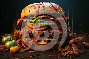Unappetizing Rotten food digitalart. Generate Ai photo