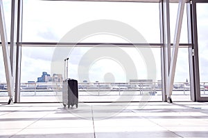 Unattended Suitcase Posing Security Threat In Airport Building