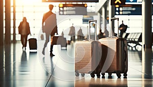 Unattended Suitcases at Busy Airport Terminal