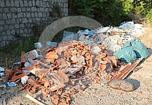 unauthorized storage of bricks and rubbles photo