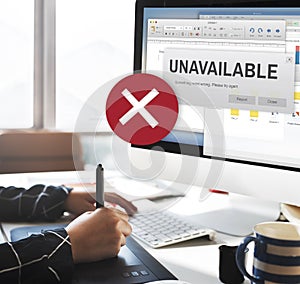 Unavailable Unable Connect Notification Concept