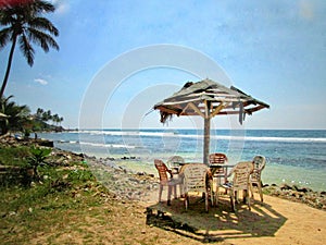 Unawatuna beach in srilanka beach baar chair and umbrella place