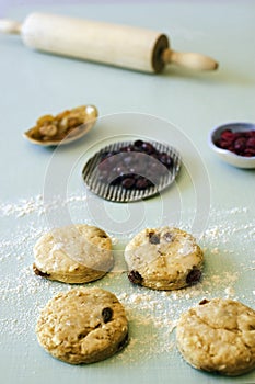 Unbaked scone and cranberries