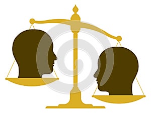 Unbalanced scale with two heads