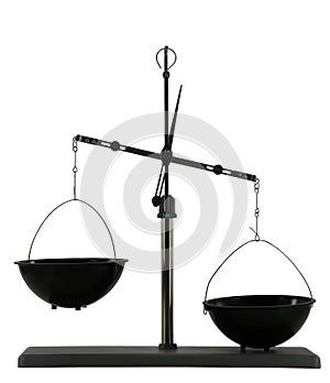 Unbalanced scales on the white background